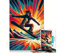 Puzzle de Snowboard WPAP au Coucher du Soleil pour Adultes, 1000 pièces, pour améliorer sa mémoire et soulager Le Stress, Un Cadeau mémorable Assembler (50x75cm)