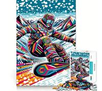 Puzzle de Snowboard WPAP Pop Art 1000 pièces pour Adolescents, Jeu de logique, Collection d'art découpé avec précision (38x26cm)