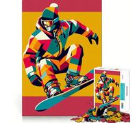 Puzzle de Snowboard WPAP Pop Art pour Adultes, 1000 pièces, Jeu Intelligent, Calme et apaisant, Motif Assembler, (38x52cm)
