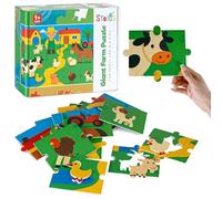 Puzzle de Sol géant Stoie’s pour Enfants 1-3 Ans - Thème Ferme avec 10 Animaux - Développe la motricité Fine et la logique - Fabrication Durable et écologique