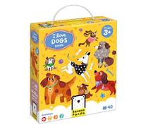 Puzzle de sol « I Love Dogs » pour enfants - Comprend 40 grandes pièces avec une grande taille terminée de 66 x 32 cm - Pour enfants de 3 ans et plus