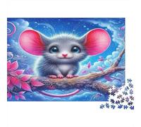 Puzzle de Souris 1000 pièces - Papier recyclé, Souris sur Une Branche dans Une scène étoilée et Fleurie pour Adultes et Enfants - Jeu éducatif, Activité à la Maison 52x38cm/1000 pièces