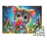 Puzzle de Souris en Forme de Bouquet,1000 pièces,en Carton épais,idéal pour se détendre,encadrer ou Offrir en Cadeau d'anniversaire.Convient aux Adultes,aux passionnés et aux .Dimensions:52x38cm.