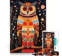 Puzzle de Style Tribal Wise Owl pour Adultes,1000 pièces,Jeu de réflexion et d'adresse,découpe de Haute précision,défi divertissant pour Les Loisirs (50x75cm)