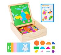 Puzzle De Tangram Magnétique - Jouets Éducatifs en Bois,Jeu de Puzzle Éducatif,pour Garçons Élèves École à la Maison Salle de Classe Maternelle Instruction à Domicile Soirée