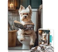 Puzzle de Toilettes West Highland Terrier pour Adolescents, 1 000 pièces, Assemblage de Motifs, activités Amusantes à la Maison, Cadeau d'anniversaire, Cadeaux de Voyage (38x26cm)