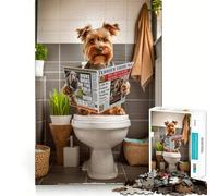Puzzle de Toilettes Yorkshire Terrier pour Adolescents 1000 pièces,Jeu Mental Amusant et sain,Connexion Fluide,Une façon captivante de Passer Le Temps Libre (38x26cm)