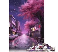 Puzzle de Tokyo Sakura Street pour adultes et adolescents, 1000 pièces, puzzles en bois pour adultes, puzzles à partir de 12 ans, cadeaux de Noël, 1000 pièces (75 x 50 cm)