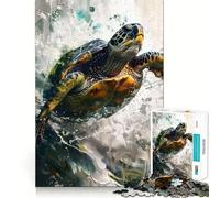 Puzzle de Tortues Marines à l'aquarelle,1000 pièces,Jeu de mémorisation mentale,découpage de Haute précision,activité Manuelle,défi cérébral interactif pour la Maison (38x26cm)