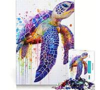 Puzzle de Tortues Marines Aquarelle 1000 pièces Jeu Amusant Technologie de découpe Laser avancée Jouet d'intérieur divertissant pour Les Vacances (50x75cm)
