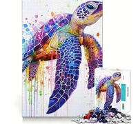Puzzle de Tortues Marines Aquarelle 1000 pièces Jeu de réflexion Stimulant Fixation Solide Défi cérébral interactif pour la Maison (38x26cm)