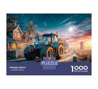 Puzzle de Tracteur au crépuscule 1000 pièces Puzzles de Style scène de Ferme Rurale Jeu de Puzzle Familial Amuser Tout en apprenant Carton 100% recyclé pour Adultes 70x50cm/1000 pièces