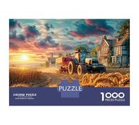 Puzzle de Tracteur dans Le Champ 1000 pièces Puzzles de scène de Coucher de Soleil Rural Jeux de Puzzle Familial Amuser Tout en apprenant Carton 100% recyclé pour Adultes 52x38cm/1000 pièces