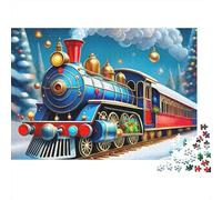 Puzzle de Train à Vapeur-Locomotive festive-1000 pièces-Finition Mate-Carton recy ncadrable-Idéal pour Adultes,Couples et passionnés de Puzzles confirmés-70 x 50 cm