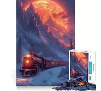 Puzzle de Train rétro 1000 pièces pour Adolescents Stimule la mémoire Détend et s'amuse Bords Lisses Liste de souhaits du Père Noël (38x26cm)