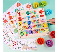Puzzle De Tri De Perles En Bois, Comptage, Empilage, Forme Numérique, Jeu De Pêche, Jouet, Fournitures Cadeaux Pour Enfants