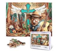 Puzzle de vache des Highlands pour adultes - Puzzle de cowboy occidental de 500 pièces - Puzzle animal mignon - Puzzles familiaux difficiles pour hommes et femmes - Cadeau idéal