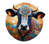 Puzzle de Vache Highland, Puzzle en Bois Rond | Highland Cow 3D Puzzles - Outil de Divertissement en Bois Naturel pour l'école, Les Voyages, Le Plein air et la Maison
