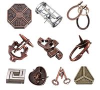 Puzzle de Verrouillage de clé jumeau, 10pcs Classical Metal Lock Puzzle, Puzzles Teaser cérébral Traditionnels pour Les Jeux, déverrouiller Les Cadeaux Jouets Cerveau Cerveau pour Adultes et