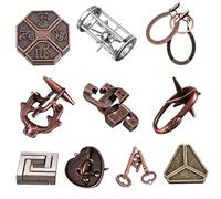 Puzzle de Verrouillage des clés de puzzletwin Metal, 10pcs Classical Metal Lock Puzzle, Puzzles Traditionnels pour Les Jeux pour Les Jeux, déverrouillez Les Cadeaux Jouets Cerveau Cerveau pour