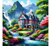 Puzzle de Villa Beau Paysage pour Adultes,1000 pièces,65x65 cm Puzzle de Bricolage Artistique pour Décoration de la Maison, Jeu éducatif Challenge Toy Puzzles pour Adultes