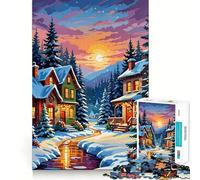 Puzzle de Village de Noël enneigé pour Adolescents, 1000 pièces, Jeu de réflexion Relaxant, découpe soignée, Cadeau Exquis (50x75cm)
