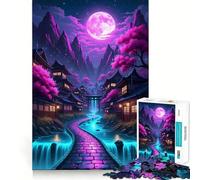 Puzzle de Village Japonais néon pour Adultes, 1000 pièces, Logic Boost Toy Group Joy Premium Edge, Surprise d'anniversaire (50x75cm)