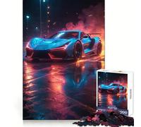 Puzzle de Voiture de Sport Bleue en dérive pour Adolescents, 1000 pièces, pour développer la dextérité mentale, se détendre et s'amuser Découpe de qualité supérieure (38x26cm)
