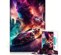Puzzle de Voiture Ouragan Vibrant,1000 pièces,Jeu cognitif Amusant,découpe de Haute précision,Cadeau Unique pour soulager Le Stress (38x52cm)
