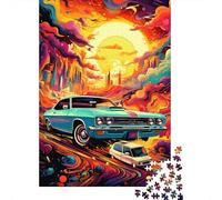 Puzzle de Voitures rétro psychédéliques colorées, Images Personnalisables, Puzzle en Carton 100% recyclé pour Adultes et Adolescents, Cadeau Unique, 1 000 pièces (38 x 26 cm)