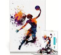Puzzle de Volley-Ball Aquarelle pour Adultes,1000 pièces,Jeu de Concentration,découpe de précision,Bords Lisses,défi Amusant pour Passer Le Temps (38x52cm)