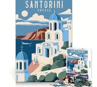 Puzzle de Voyage à Santorin, Grèce, 1000 pièces pour Adultes, pour se remémorer Le passé, pour Un Moment de détente et de création, Un Cadeau mémorable (38x26cm)