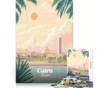 Puzzle de Voyage au Caire,Égypte,1000 pièces,pour Adultes,activité de Loisirs et de Bien-être cérébral,idéal pour Une Surprise d'anniversaire (38x52cm)