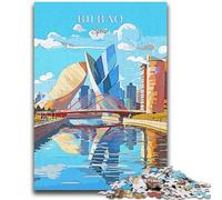 Puzzle de Voyage Bilbao en Espagne pour Adultes, 1000 pièces, activité familiale avec Affiche et fiche de Questions-réponses pour Les 14 Ans et Plus (1000 pièces, 26x38cm)