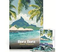 Puzzle de Voyage Bora Bora, Polynésie française, 1000 pièces, pour Adultes Un Souvenir mémorable, des Moments de détente et de Plaisir, des Bords Nets et Un (50x75cm)
