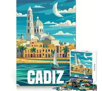 Puzzle de Voyage Cadix,Espagne,pour Adultes,1000 pièces,activité cérébrale,Loisir Silencieux,découpe précise,Cadeau d'anniversaire (50x75cm)