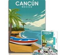 Puzzle de Voyage Cancun Mexique 1000 pièces pour Adultes, Jeu Stimulant et Jeu Familial idéal comme Cadeau pour Toute la Famille 38x26cm