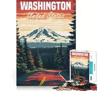 Puzzle de Voyage de l'État de Washington pour Adultes,1000 pièces,Jeu Stimulant l'esprit,Taille Uniforme,pièces précises, pour Les Voyages (38x26cm)