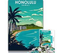Puzzle de Voyage Honolulu Hawaii pour Adolescents 1000 pièces, Aide Le Cerveau à exercer des Jouets addictifs pour cultiver la Patience Une œuvre d'art 50x75cm