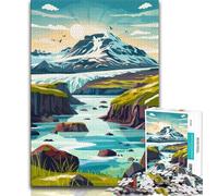 Puzzle de Voyage Islande pour Adolescents, 1 000 pièces, Jeu Familial Anti-Stress, défi Difficile, Superbes Cadeaux et Jouets 50x75cm