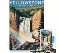 Puzzle de Voyage pour Adultes de 1000 pièces représentant Le Parc National de Yellowstone,Jeu de Stimulation Cognitive sans Espace,Design ajusté,Cadeau d'anniversaire,Casse-tête (38x52cm)