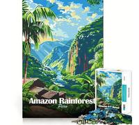 Puzzle de Voyage pour Adultes sur Le thème de la forêt amazonienne au Pérou 1000 pièces Jeu de mémoire Amusant et Stable,sans pièces Qui bougent Format Compact idéal pour des Moments de Jeu