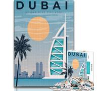Puzzle de Voyage pour Adultes, Ville de Dubaï, Émirats Arabes Unis, 1000 pièces, Jeu de réflexion, décoration Murale, Cadeaux d'anniversaire et de Noël Uniques, 38x26cm