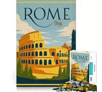 Puzzle de Voyage Rome Italie 1000 pièces, Puzzle Difficile pour Adultes, Jeu de logique Fine, Jeu Relaxant et Amusant, Bords Nets, Cadeau attentionné (38x26cm)