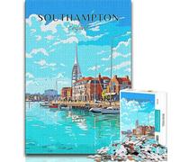 Puzzle de Voyage Southampton en Angleterre, 1000 pièces, pour Adolescents et Adultes, Anti-Stress, Difficile, pour renforcer l'amour Entre Couples, 38x26cm
