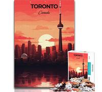 Puzzle de Voyage Toronto Canada 1000 pièces pour Adultes, Jouets éducatifs et éducatifs, Jeux familiaux avec Affiche et fiche de Questions-réponses Assorties 38x26cm