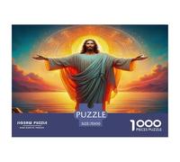 Puzzle Décor Mur Idée Cadeau 1000 Pièces Jésus Bras Ouverts Coucher Soleil Papier Recyclé Jeu Famille Stimulant Amusant 70x50cm
