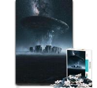 Puzzle Décoratif Alien UFO Over Stonehenge pour Adultes, Format 500 PCS