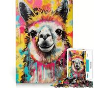 Puzzle décoratif Alpaga Pop Art pour Adultes,1000 pièces,Stimulation mentale,découpe Nette,alignement Parfait,activité de Partage pour Les Proches (38x26cm)