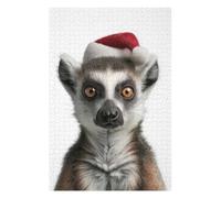 Puzzle Décoratif Christmas Lemur with Santa Hat pour Adultes, 1000 PCS